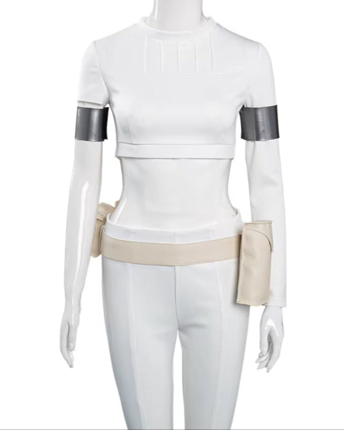 TV Fantasy Padme Cosplay Amidala Costume Space Battle Roleplay Women Top Pants Belt Outfits Halloween Carnival Party Suit